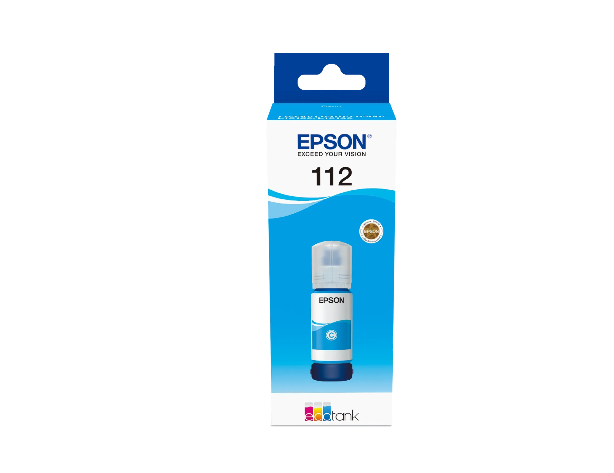 Epson 112 EcoTank Pigment Cyan ink bottle (70 ml). 6000 pages @ 5% coverage - image 2