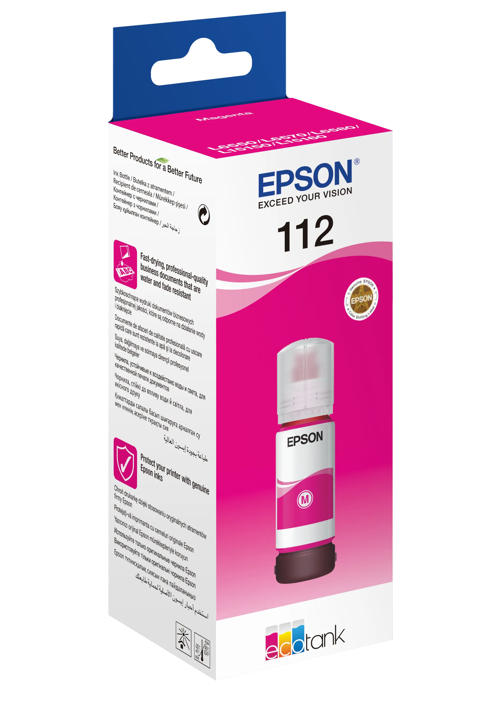 Epson 112 EcoTank Pigment Magenta ink bottle (70 ml). 6000 pages @ 5% coverage - image 2