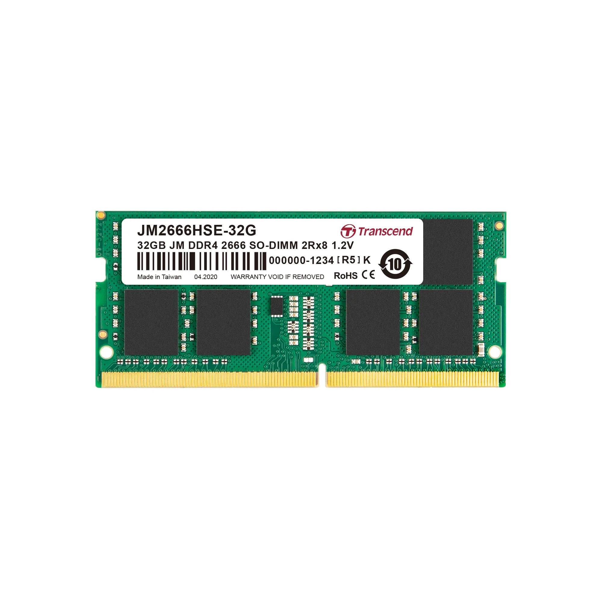 TRANSCEND 32GB JET MEMORY DDR4 2666MHZ NOTEBOOK SO-DIMM 2RX8 2GX8 CL19 - image 2