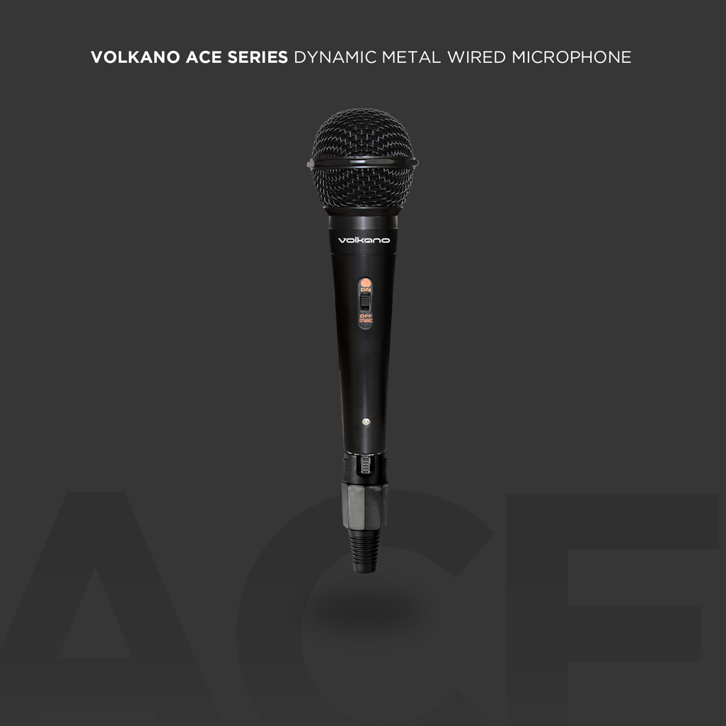 Volkano Ace Series Metal Wired Dynamic Vocal Microphone - Black