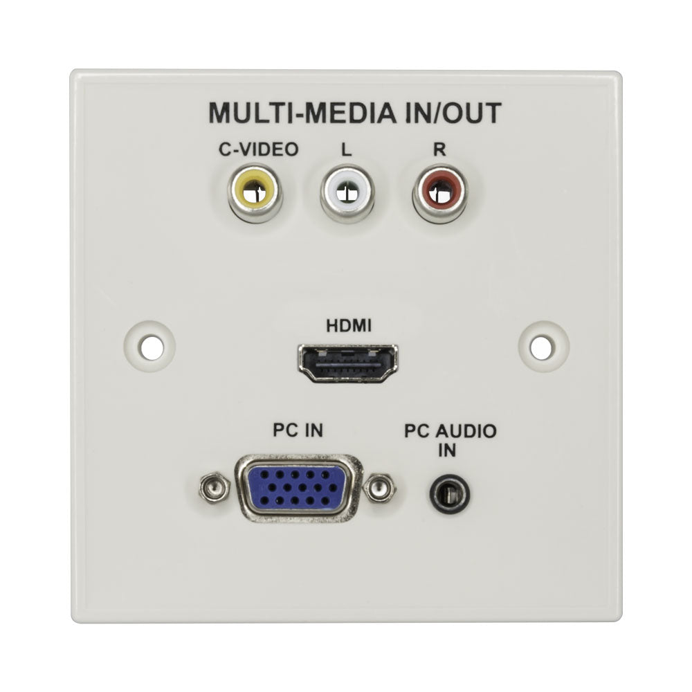 MULTIMEDIA FACE PLATE - 3x RCA AV, 1x HDMI, 1x VGA, 1x AUDIO