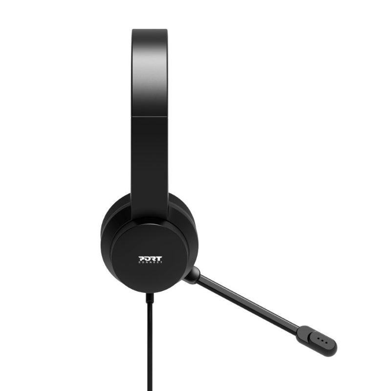 Port Connect USB Headset 1.8m Cable with Mic and Padded/Soft Cushions Black – image 2
