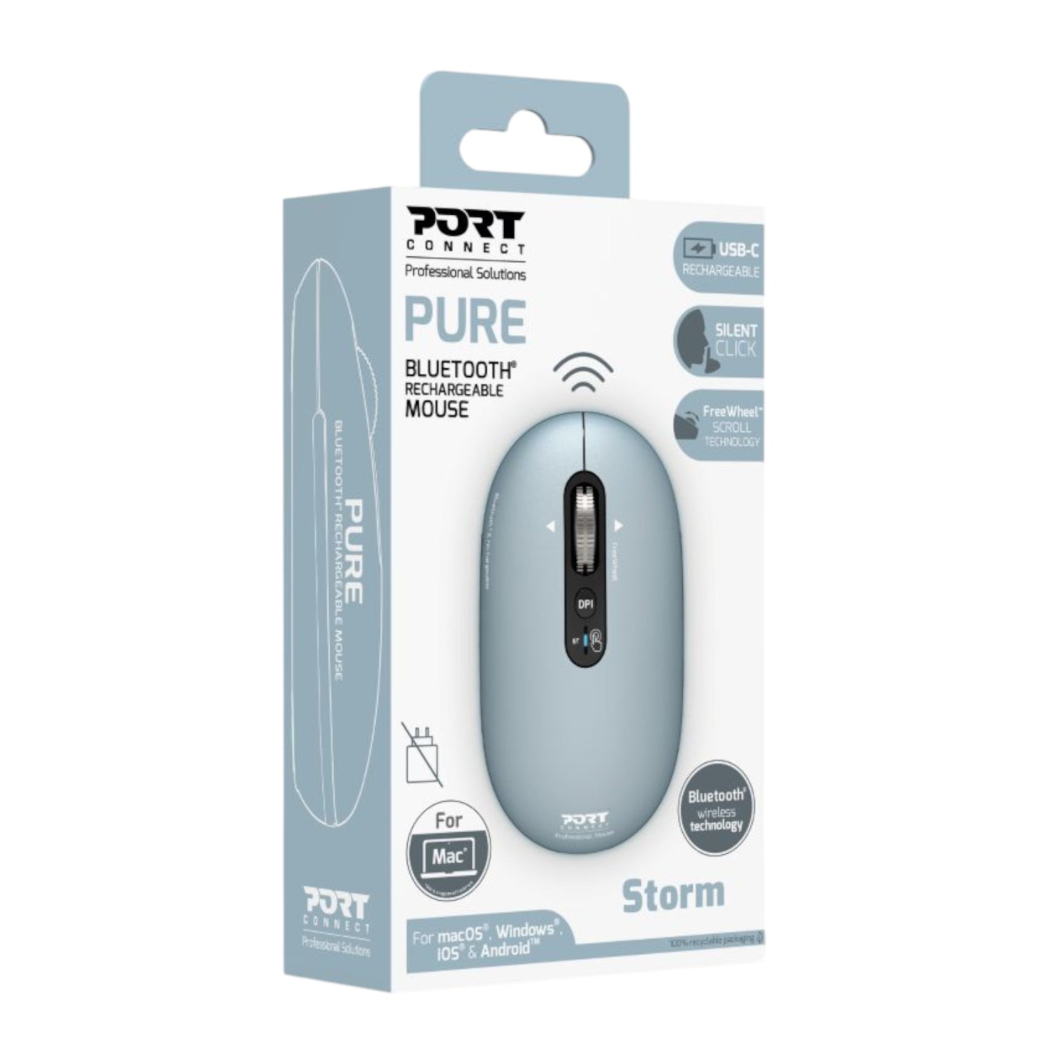 Port Connect PURE MAC Rechargeable Wireless and Bluetooth Mouse - Storm – image 5