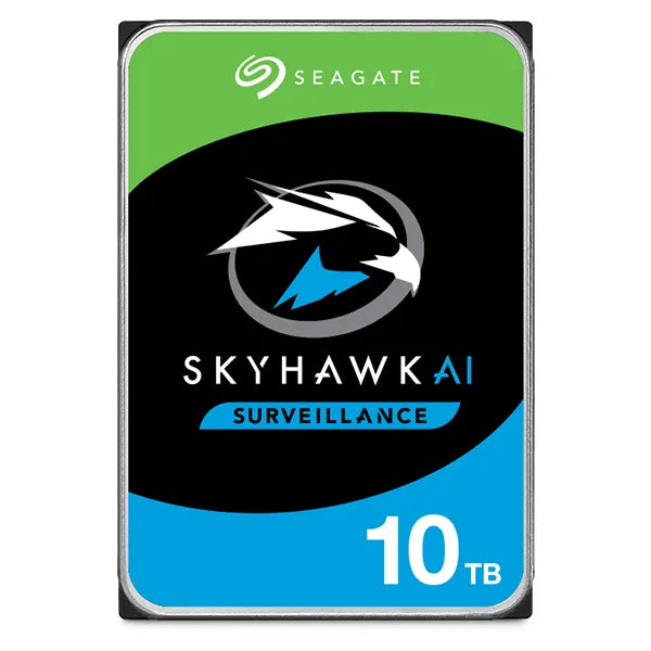 Seagate Skyhawk AI ST10000VE001. 10TB 3.5'' HDD Surveillance Drives; SATA 6GB/s Interface; 256MB Cache; RPM: 7200; 512e