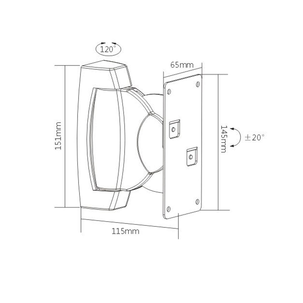 BRACKET - HEAVY-DUTY ADJUSTABLE SPEAKER WALL MOUNT - Fits heavy speakers with four threaded inserts