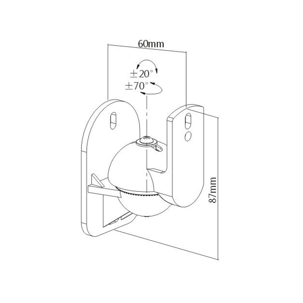 BRACKET - SWIVEL & TILT SATELLITE SPEAKER WALL MOUNT - Fits satellite speaker with single /dual threaded insert