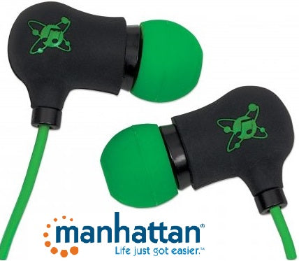 Manhattan Black-Green Sound Science Nova Sweatproof Earphones