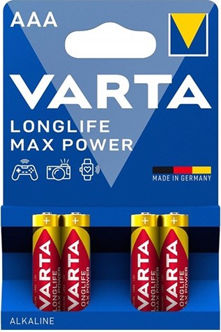 Varta LongLife Alkaline AAA Max Power 4 Pack Battery