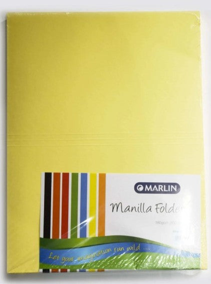 Marlin A4 Flat File Folders Yellow Pack of 100