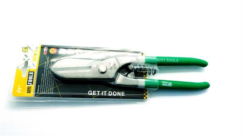 Aiyi Large 10 Inch Spring loaded Tin Snips Straight Cut Cutting Shears with Non slip Grip Handle