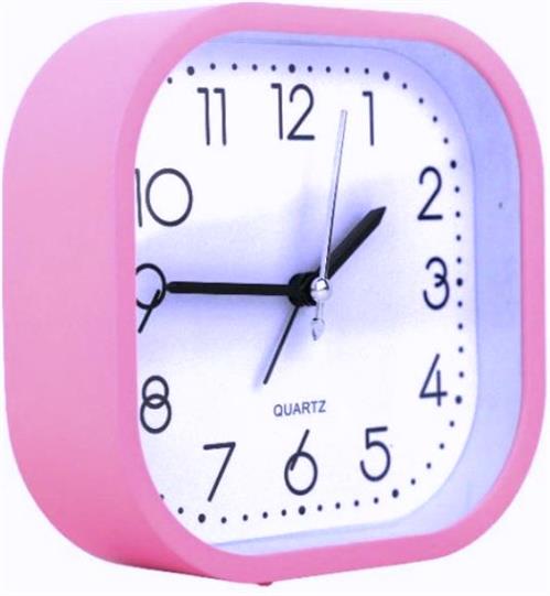 Casey Bedside Square Alarm Clock 12cm Pink