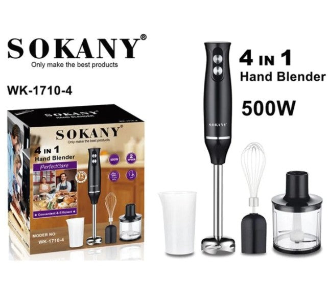 SOKANY 4-in-1 Hand Blender 300W 2-Speed