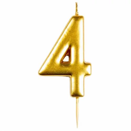 Casey 10cm Gold Numerical Birthday Candle Nr.4