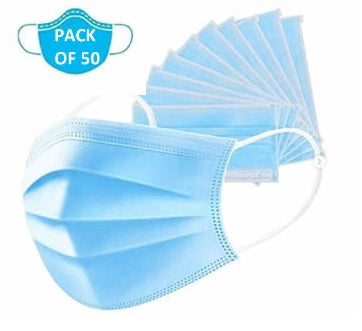 Casey 3 Ply Disposable Face Mask with Earloop 50 Per Pack blue