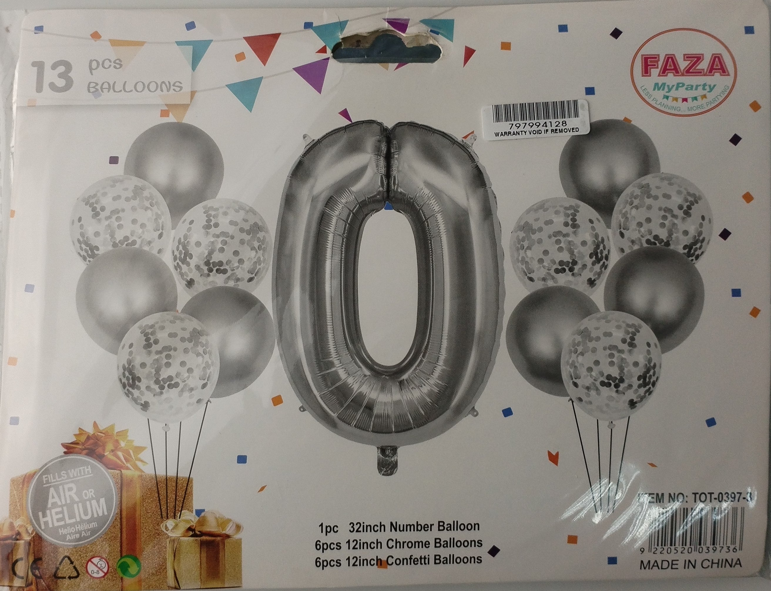 Casey 13pc Silver and White Balloon Set Nr 0