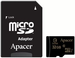 Apacer 32GB Class 10 MicroSD with Adapter, AP32GMCSH10U1-R