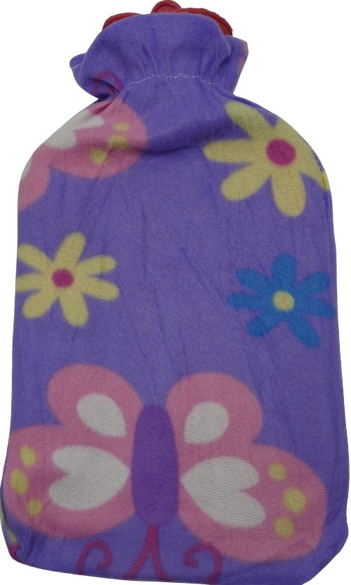 Casey Deluxe Rubber 2 Litre Hot Water Bottle Purple Butterfly