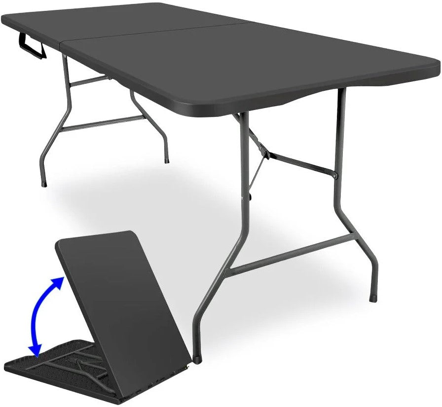 UniQue Foldable Rectangle 1.8 Metre Black Table