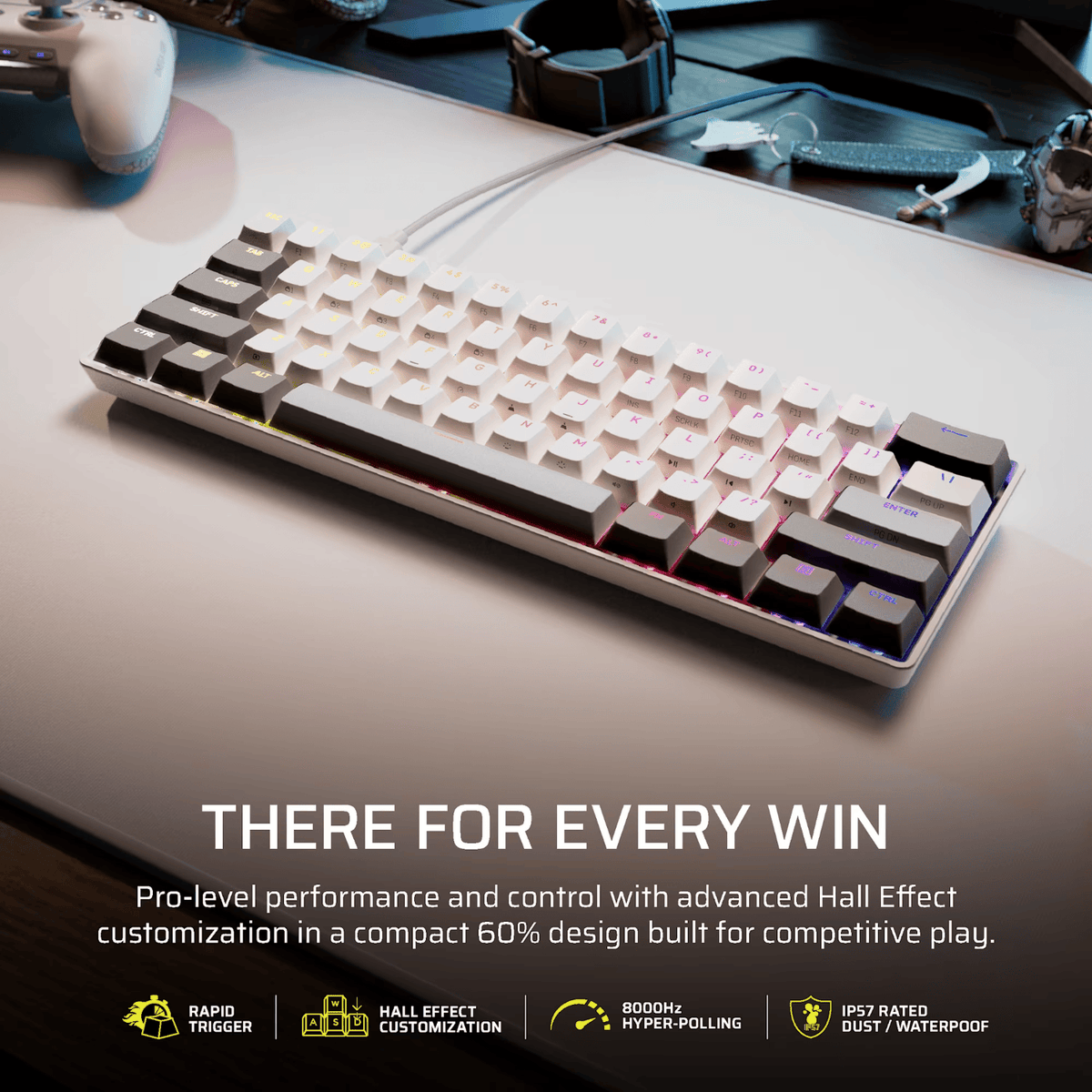 Corsair CLIPPER PRO MINI 60 Hall Effect Gaming Keyboard – White – image 2
