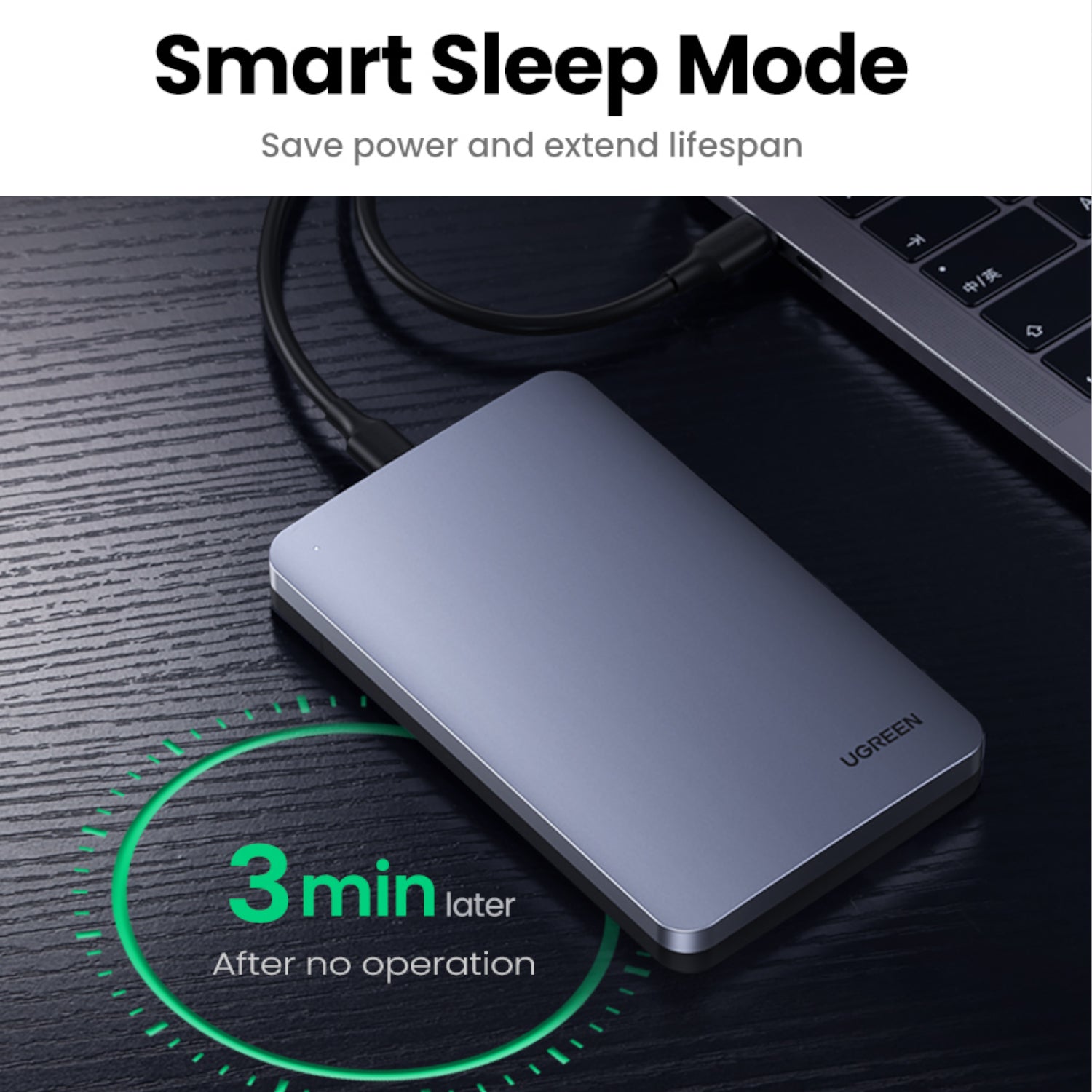 UGREEN CM300 2.5 inch USB Type-C Hard Drive Enclosure - Silver – image 2