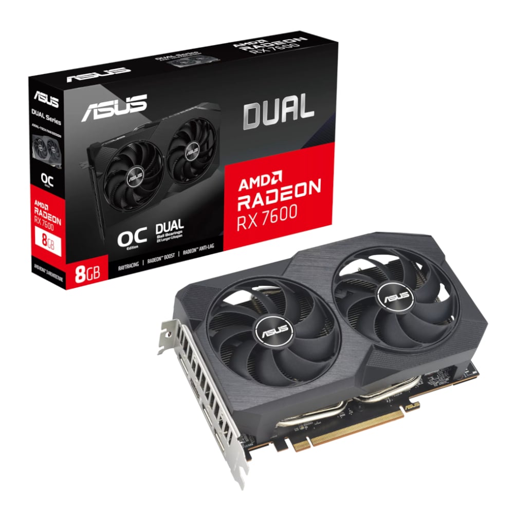 Asus Dual Radeon RX 7600 V2 8GB GDDR6 OC Edition Graphics Card