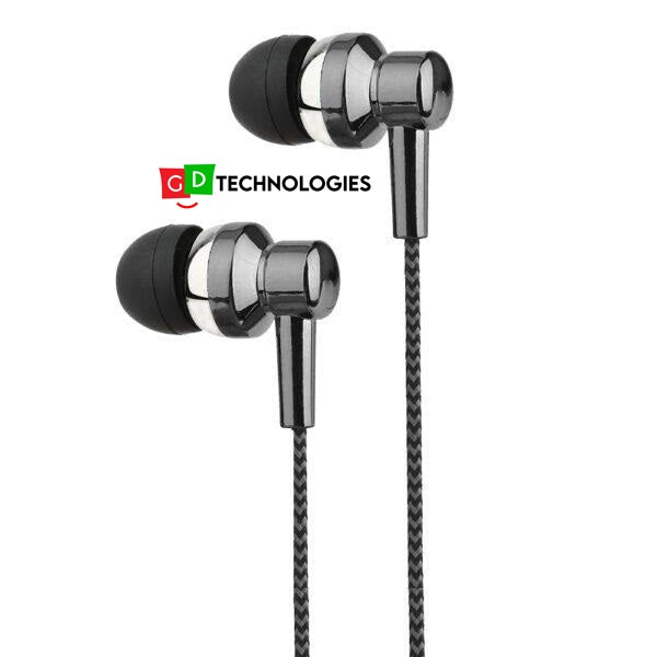 Electro Painted Stereo Earphones with Mic – Grey