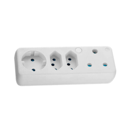 Ellies 4-Way Schuko Adaptor - White