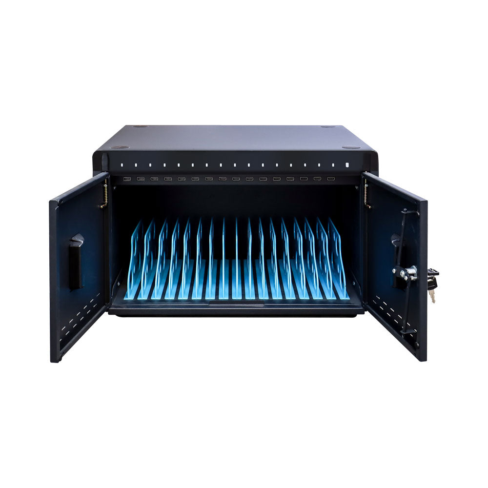 16-WAY CHARGING CABINET,DOUBLE DOOR USB - BLACK