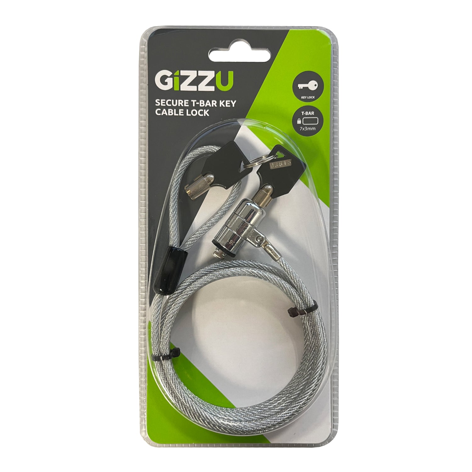 GIZZU 1.8m T-Bar Laptop Cable Lock Master Key Compatible – image 2