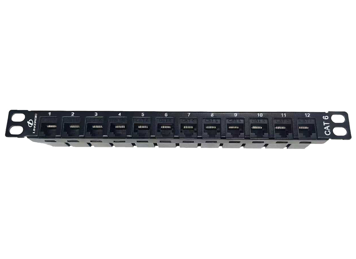 Linkbasic 12 Port Cat6 10-inch Patch Panel for Mini Rack