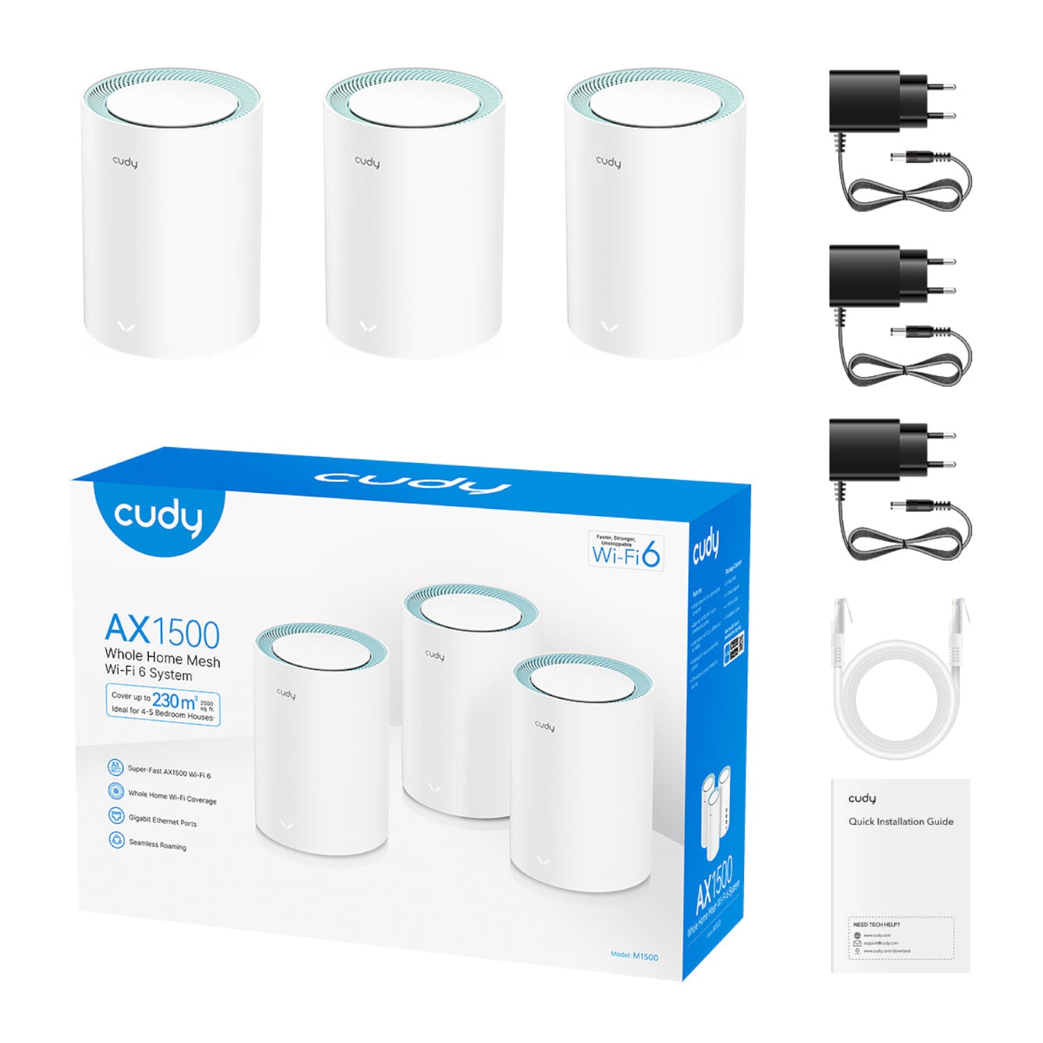 Cudy AX1500 Gigabit Mesh Wi-Fi 6 System – 3 Pack – image 2