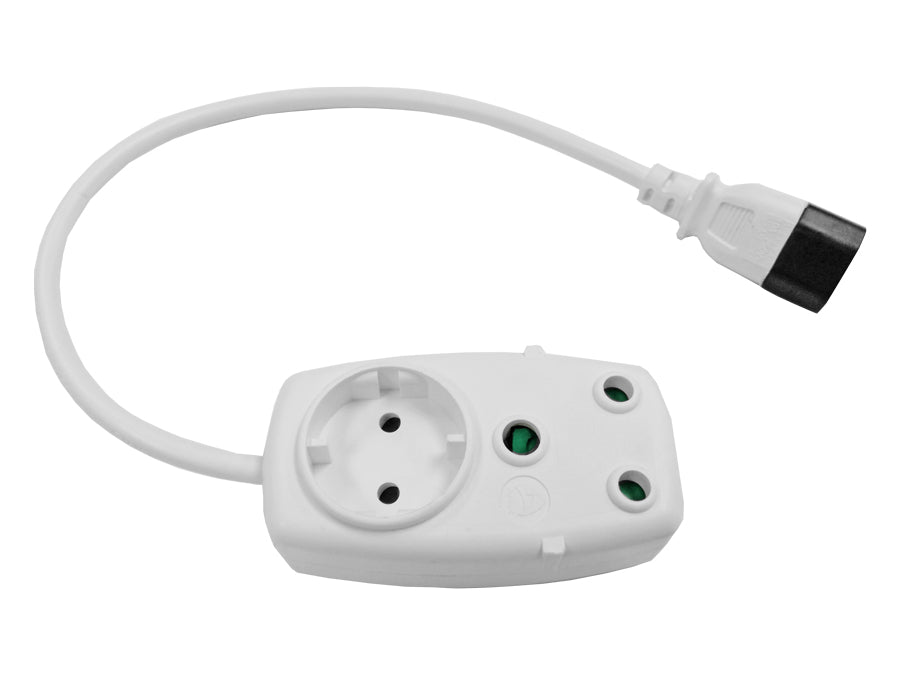 Multi Plug 1x16A 1x5A 0.5m IEC Cord White