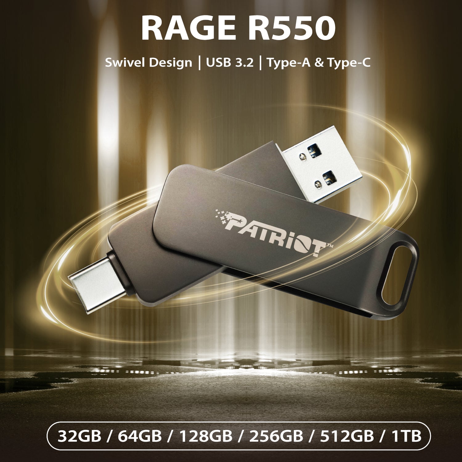 Patriot Rage R550 256GB USB3.2 Swing Type A to Type-C Flash Drive – image 5