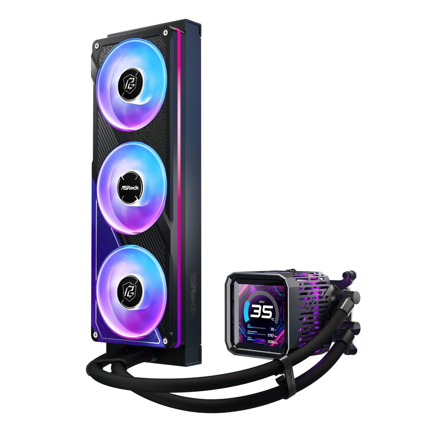 ASRock Phantom Gaming 360 LCD All-in-one Liquid CPU Cooler - Black – image 8
