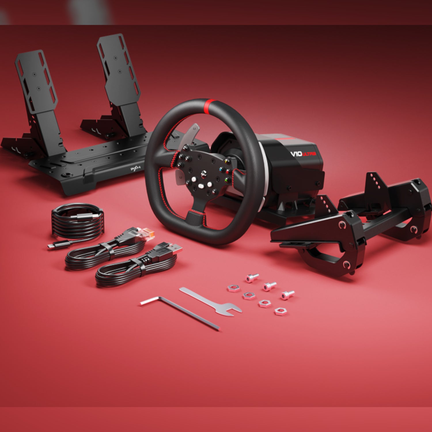 PXN V10 Ultra 270/900° 3.2nm Direct Drive USB Steering Wheel with Hall Effect Dual Pedals – image 5