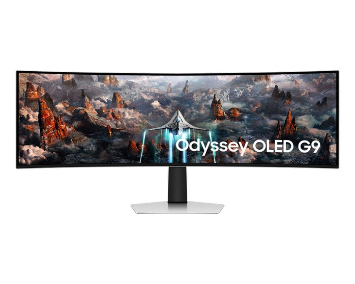 SAMSUNG 49 inches Dual QHD (5120 x 1440) 240Hz 0.03ms (GtG) VESA DisplayHDR True Black 400 OLED 32:9 HDMI 2.1 Micro HDMI Display Port USB-C Upstream and Downstream Ports AMD FreeSync Ergonomic stand