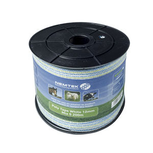 Poly Tape White 12mm Mix 5 200m