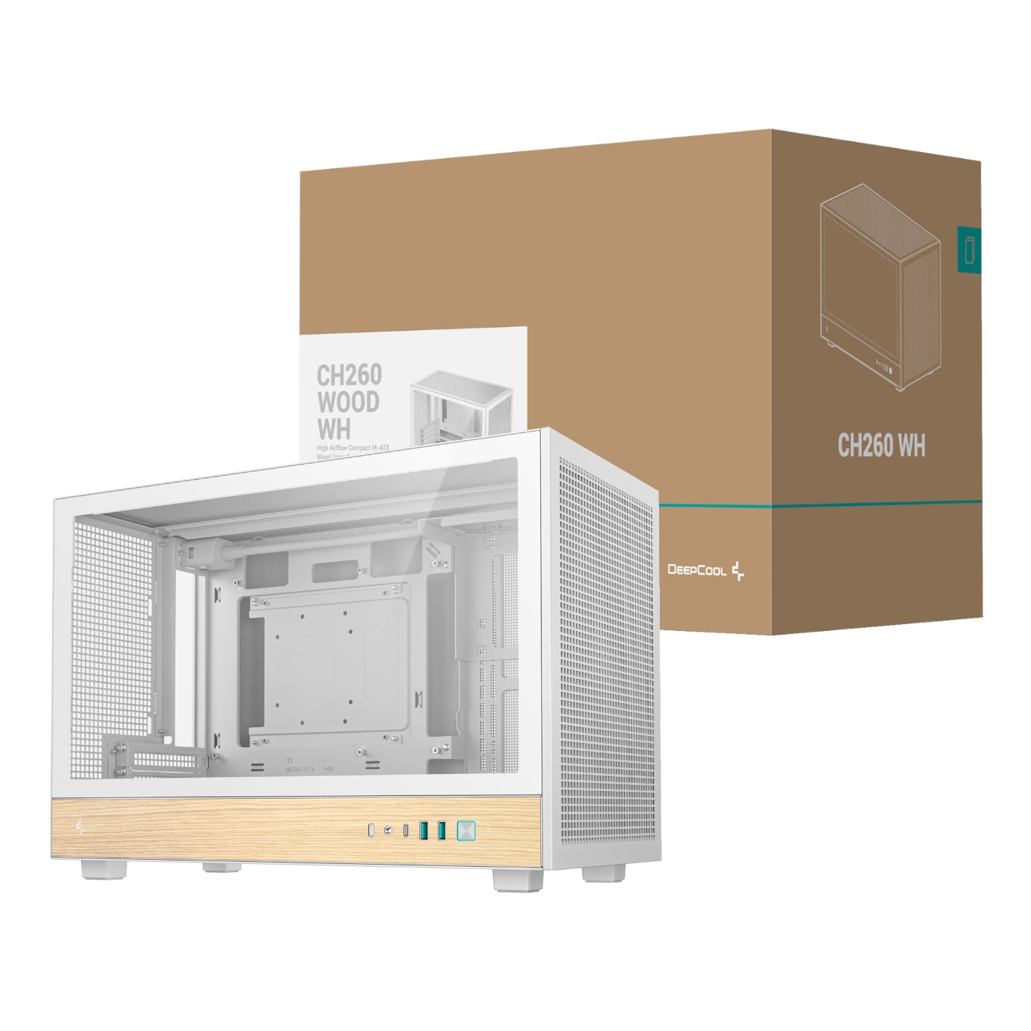 DeepCool CH260 Wood mATX Gaming Chassis White – image 2