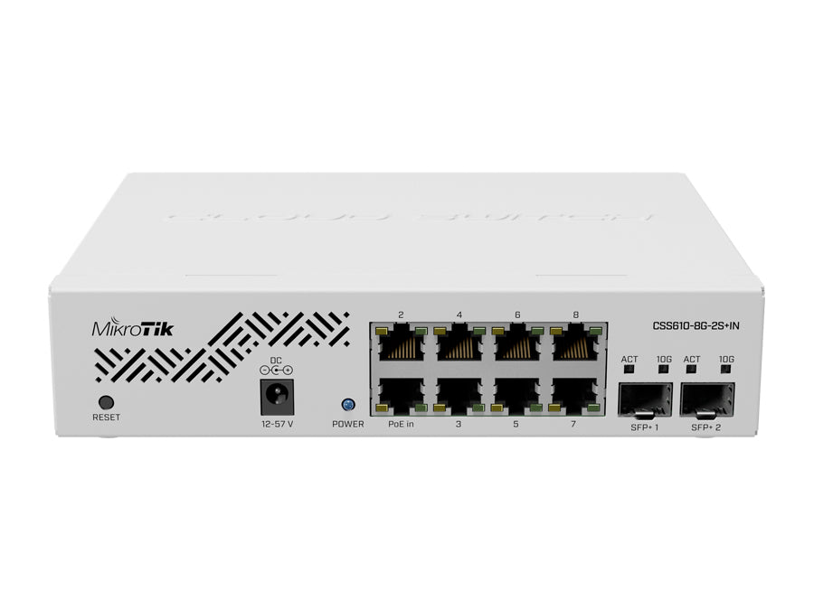 MikroTik SwOS Lite Cloud Smart Switch 8 Port Gigabit 2SFP+ PoE Input | CSS610-8G-2S+IN