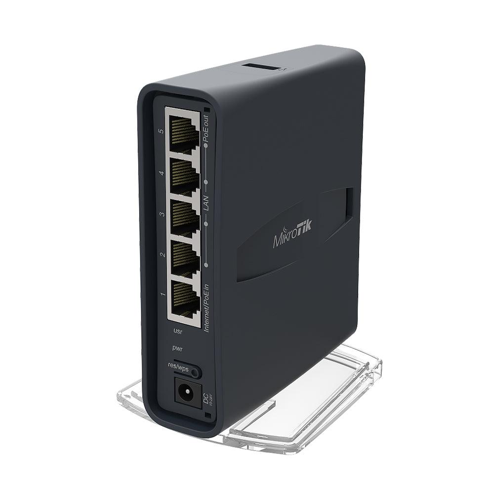 MikroTik RouterBOARD RB951Ui-2HnD, 5x LAN, built-in 2.4GHz 802b/g/n 2x2 two chain wireless with integrated antennas, desktop case, PSU