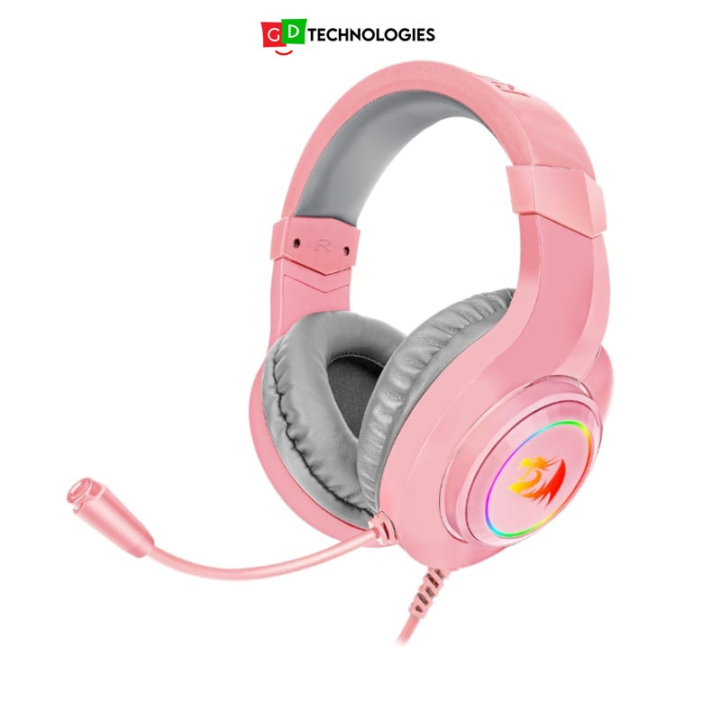 REDRAGON Over-Ear HYLAS Aux RGB Gaming Headset – Pink