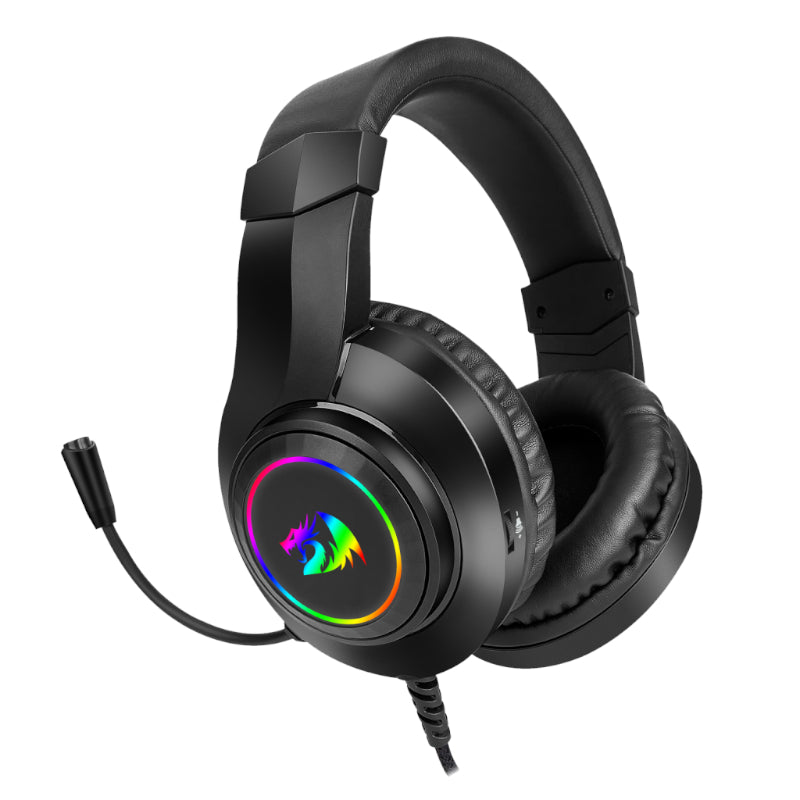 REDRAGON Over-Ear HYLAS Aux (Mic and Headset)|USB (Power Only)
RGB Gaming Headset - Black – image 2