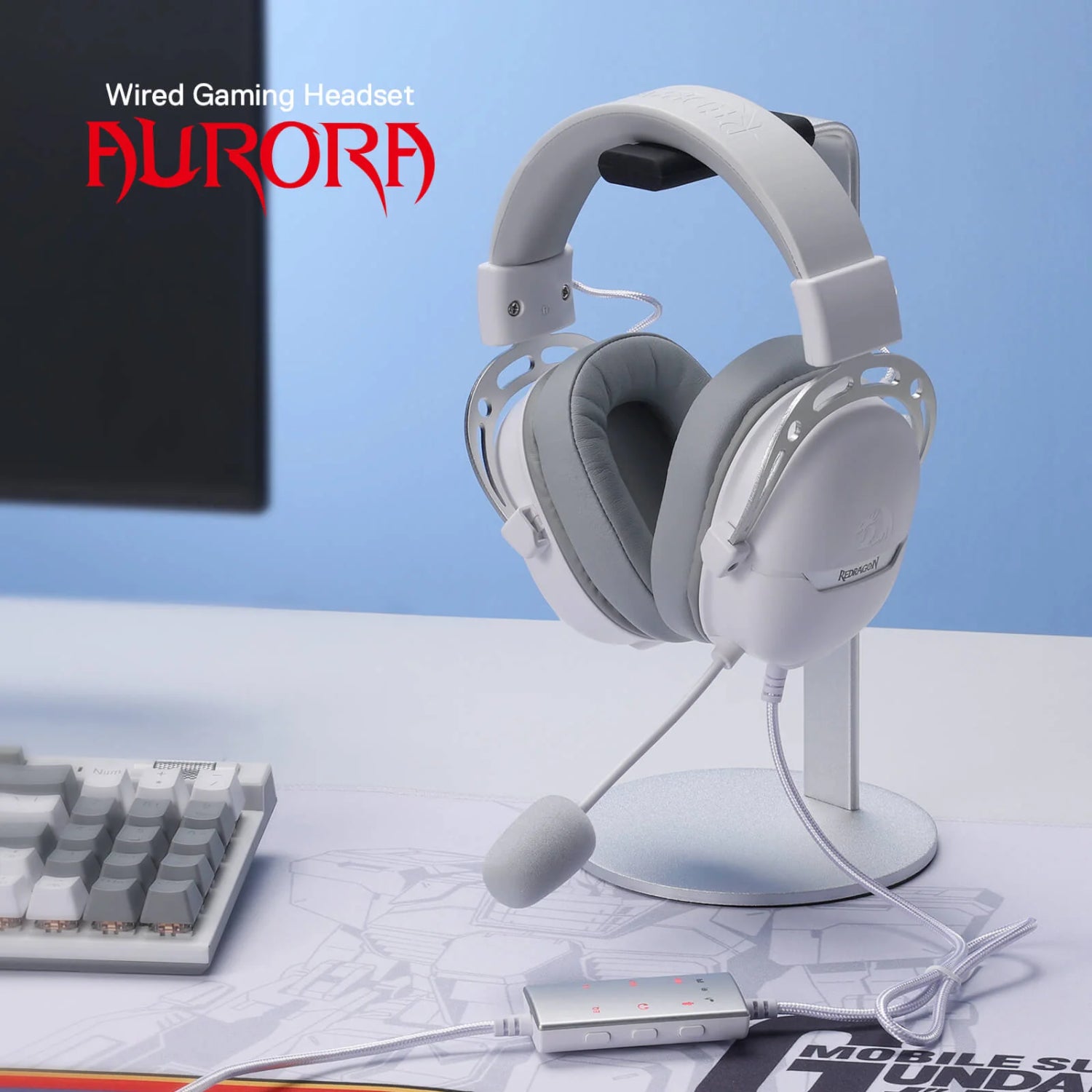 REDRAGON Over-Ear AURORA Gaming Headset - White – image 2