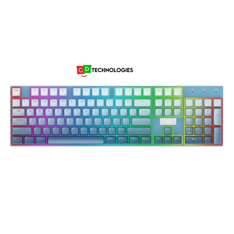 REDRAGON MECHNICAL KEYBOARD DEVARAJAS 104KEY RED SWITCHES – BLUE