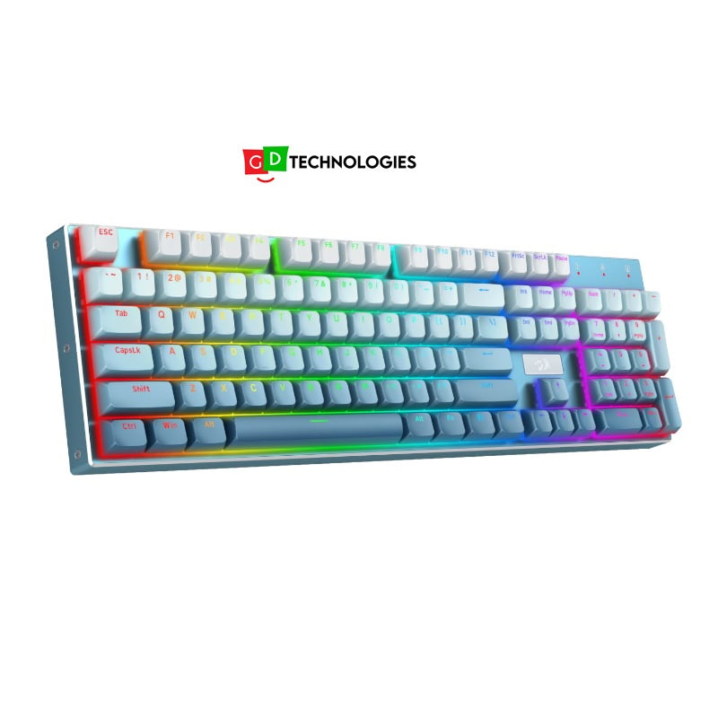 REDRAGON MECHNICAL KEYBOARD DEVARAJAS 104KEY RED SWITCHES – BLUE