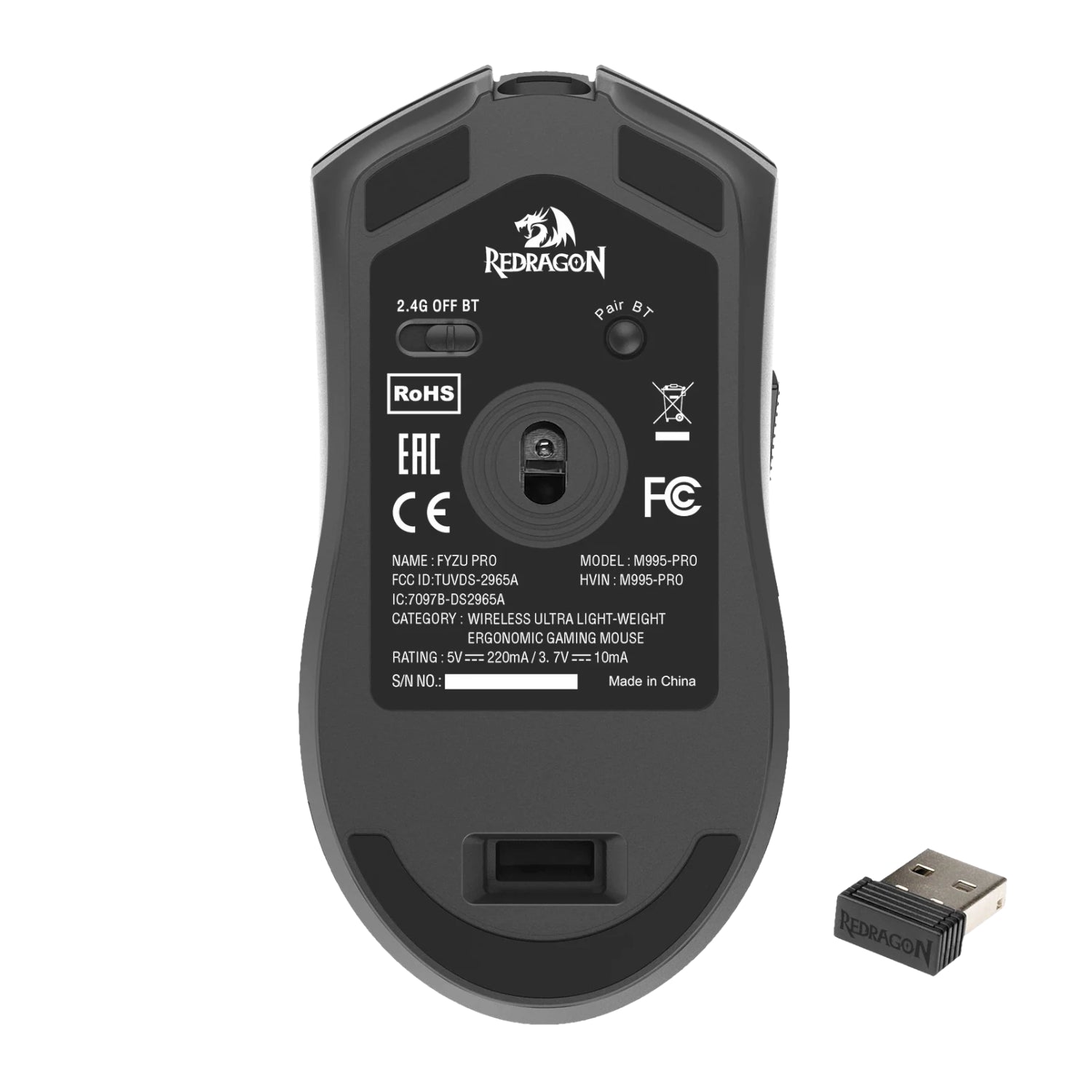 Redragon FYZU M995 PRO Wireless Gaming Mouse - Black – image 3