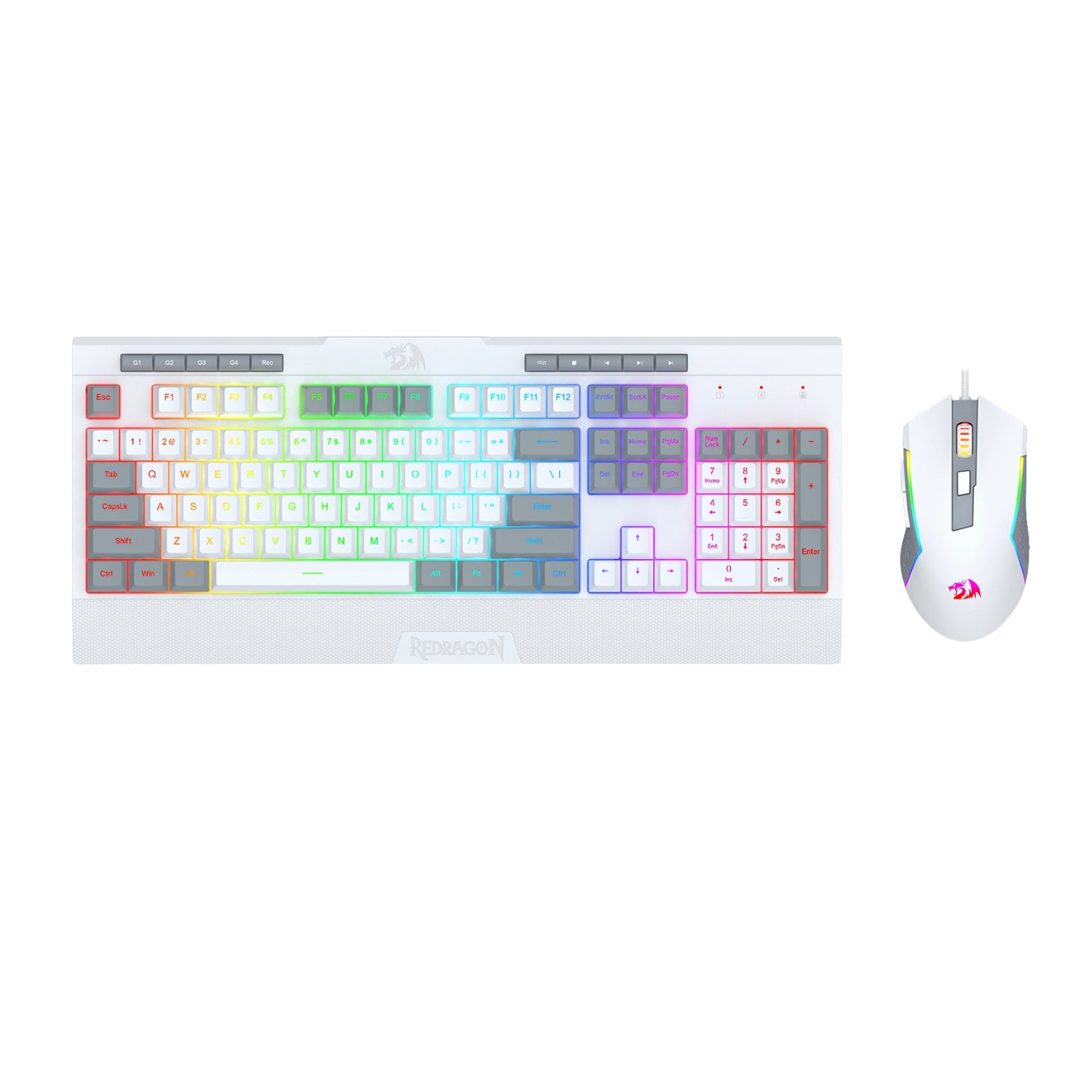 Redragon S151 Wired RGB Gaming Keyboard and Mouse Combo - White and Grey – image 2