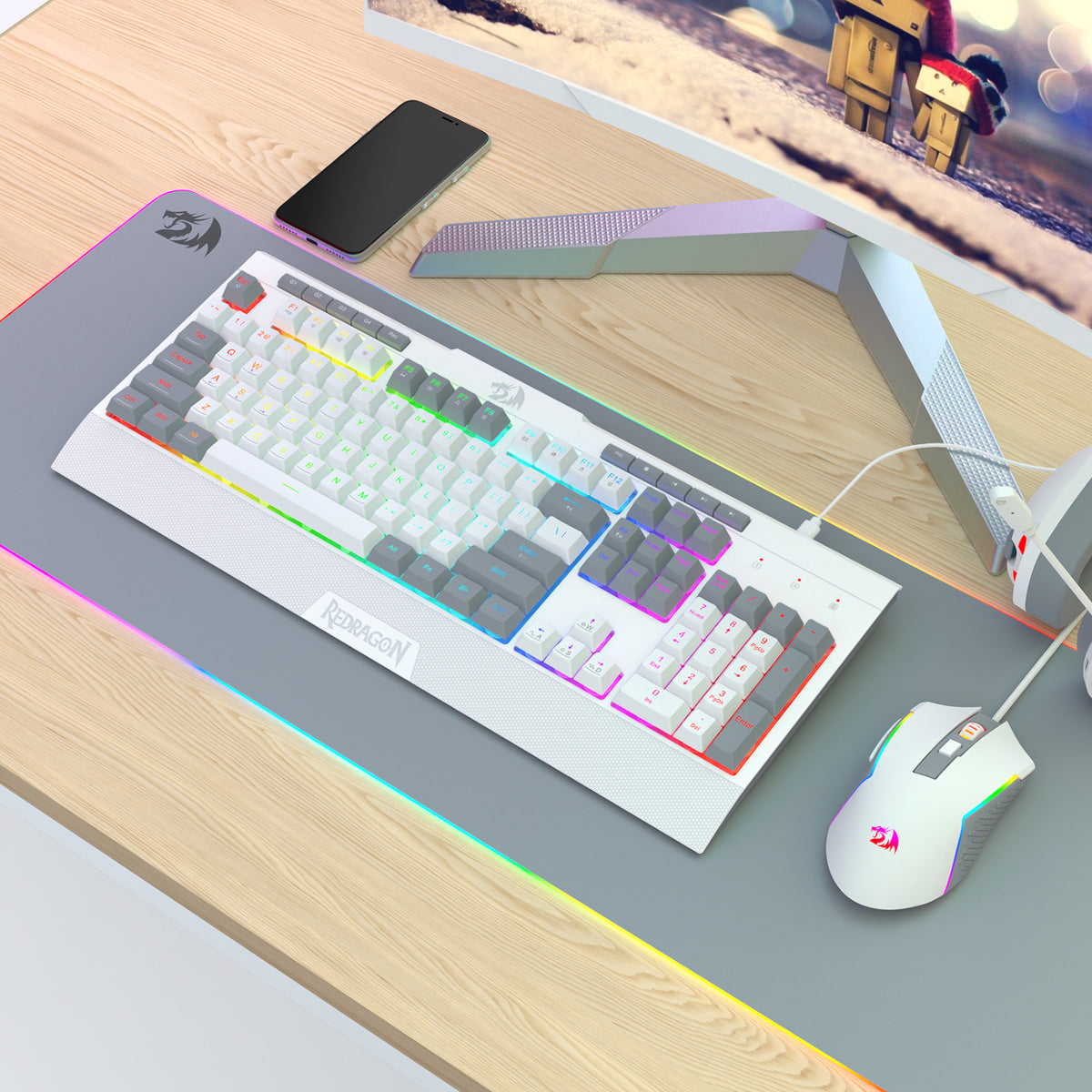 Redragon S151 Wired RGB Gaming Keyboard and Mouse Combo - White and Grey – image 7