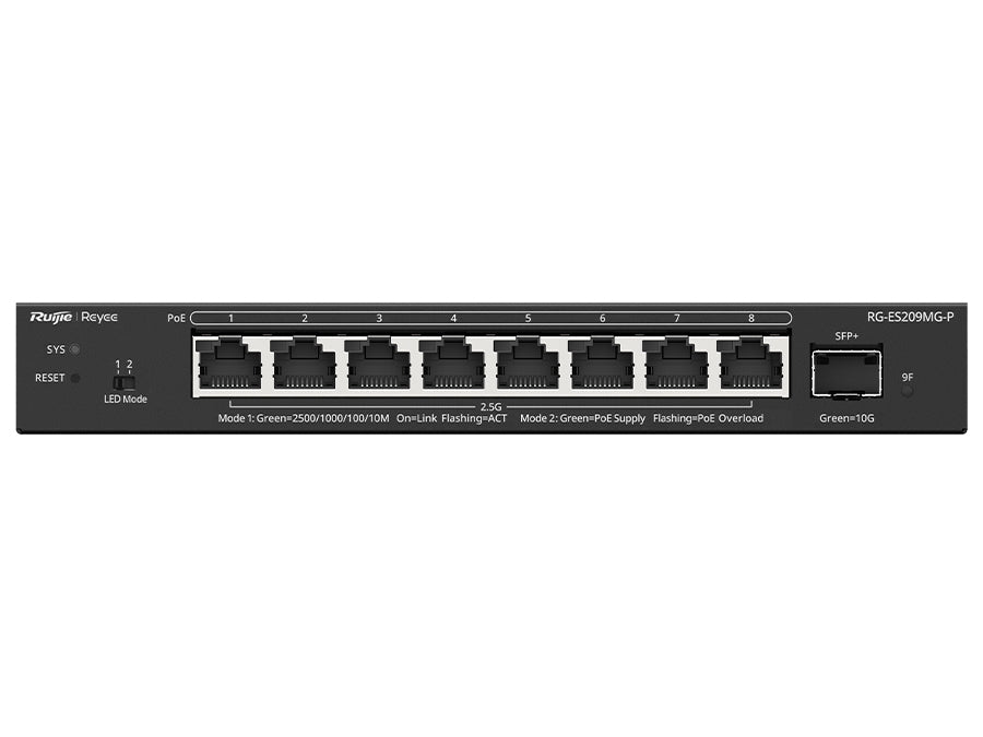Reyee 8 Port 2.5Gbps PoE 130W 1SFP+ Smart Managed Switch | RG-ES209MG-P