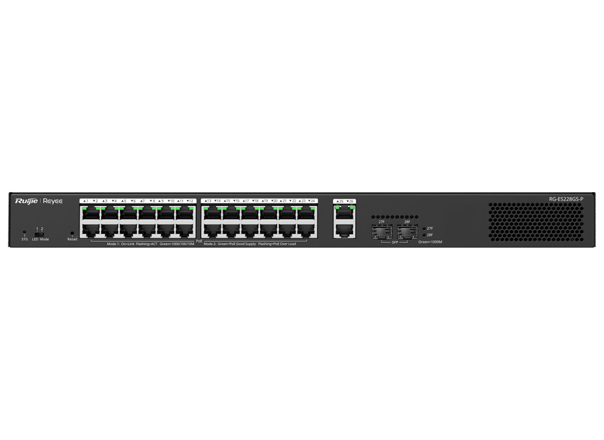 Reyee 26 Port Gigabit with 24 PoE 370W 2SFP Smart Managed Switch
